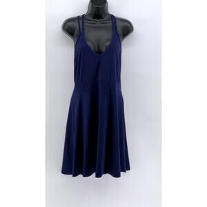 SHEIN CURVE Women's Dark Blue V-Neck A-Line Dress SZ 1XL